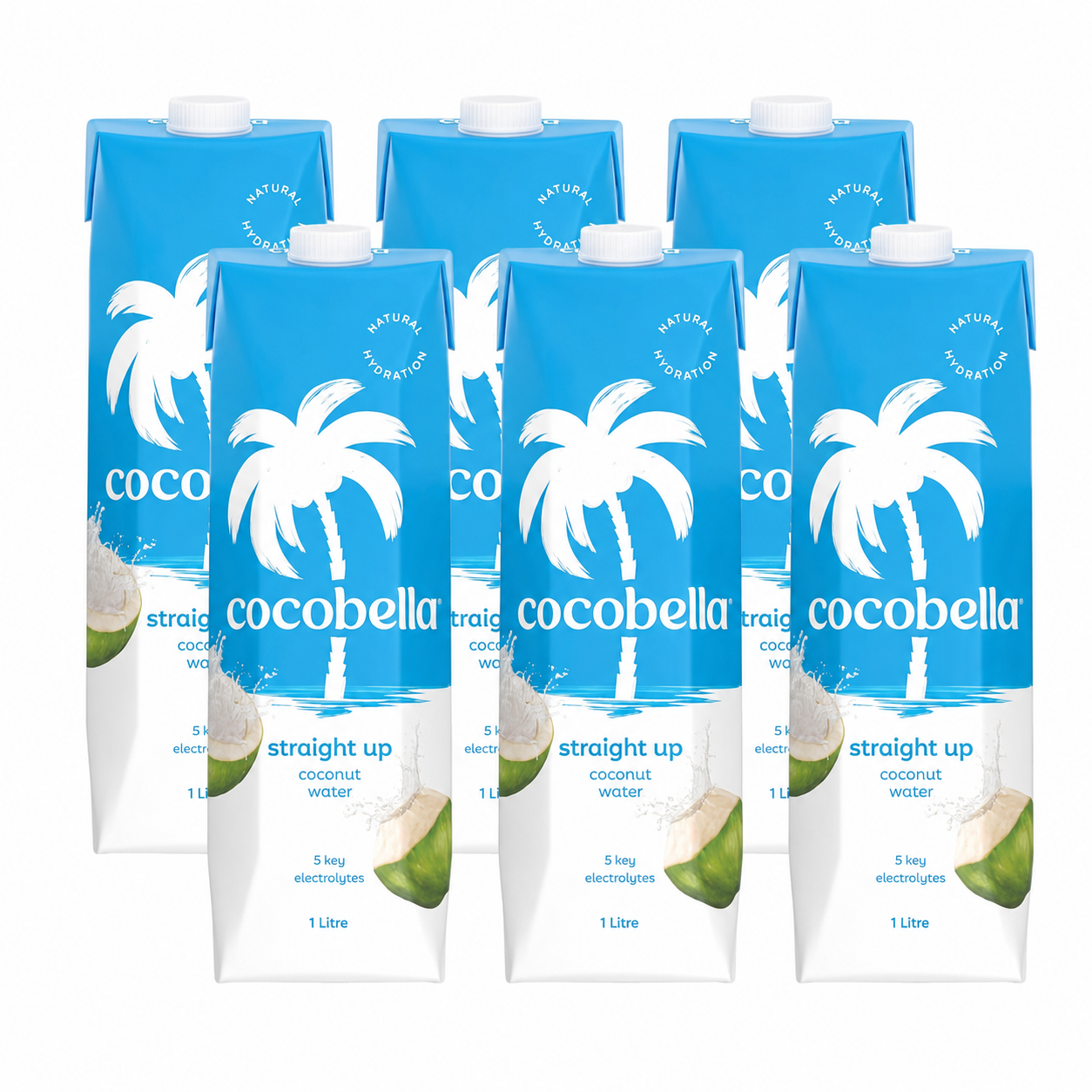 Cocobella Straight Up Coconut Water 6 x 1L – Pure Natural Coconut Water